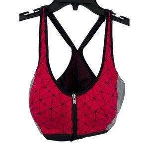 Victoria Secret Sport Womens Size 36D Raspberry Red Front Zip Athletic Sports Br